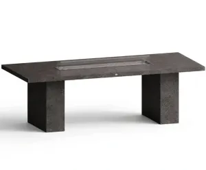 Luxury Rectangular Concrete Fire Pit Table for Modern Outdoor & Indoor Living by Luxury Group International