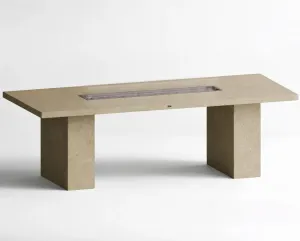 Luxury Rectangular Concrete Fire Pit Table for Modern Outdoor & Indoor Living by Luxury Group International