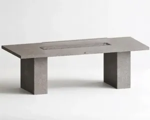 Luxury Rectangular Concrete Fire Pit Table for Modern Outdoor & Indoor Living by Luxury Group International