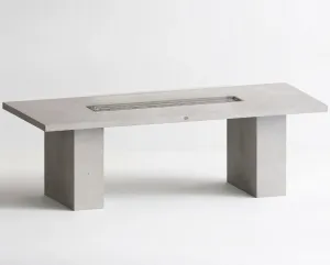 Luxury Rectangular Concrete Fire Pit Table for Modern Outdoor & Indoor Living by Luxury Group International