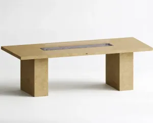 Luxury Rectangular Concrete Fire Pit Table for Modern Outdoor & Indoor Living by Luxury Group International