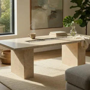 Luxury Rectangular Concrete Fire Pit Table for Modern Outdoor & Indoor Living Lifestyle View by Luxury Group International