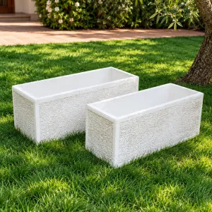 Luxury Rectangular Garden Planter with Framed Textured Panels - Luxury Planters Front View by Luxury Group International