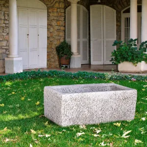 Luxury Rectangular Garden Planter with Rustic Textured Finish - Luxury Planters Front View by Luxury Group International
