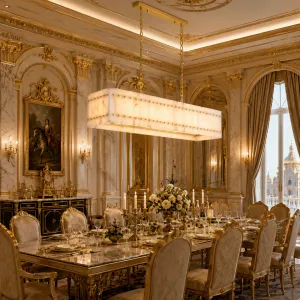 Lampadario a Sospensione Rettangolare in Marmo di Lusso – Luce Lineare Moderna in Ottone per Sala da Pranzo Vista dettaglio di Luxury Group International