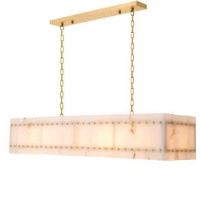 Lampadario a Sospensione Rettangolare in Marmo di Lusso – Luce Lineare Moderna in Ottone per Sala da Pranzo Vista frontale di Luxury Group International