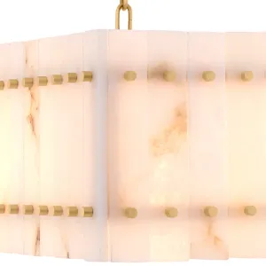 Lampadario a Sospensione Rettangolare in Marmo di Lusso – Luce Lineare Moderna in Ottone per Sala da Pranzo Vista frontale di Luxury Group International