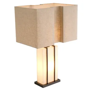Lampe de Table Rectangulaire de Luxe avec Abat-jour en Lin – Éclairage Design Moderne Vue de face par Luxury Group International