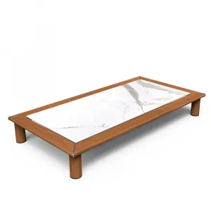 Table Basse Rectangulaire en Bois de Luxe avec Plateau en Marbre Blanc par Luxury Group International
