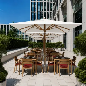 Parasol Rectangulaire en Bois de Luxe avec Toile Premium pour Jardin et Bord de Piscine Vue lifestyle par Luxury Group International
