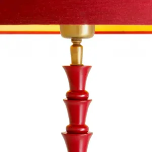 Luxury Red Sculptural Floor Lamp with Matching Drum Shade Detail View by Luxury Group International
