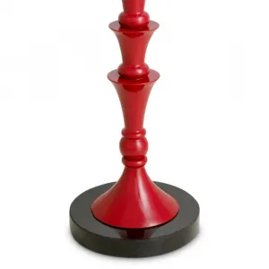 Luxury Red Sculptural Floor Lamp with Matching Drum Shade Detail View by Luxury Group International