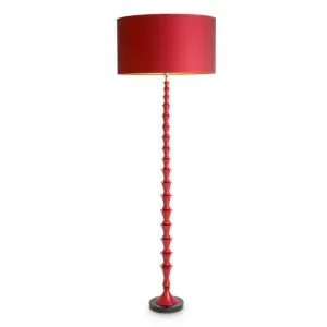 Luxury Red Sculptural Floor Lamp with Matching Drum Shade by Luxury Group International