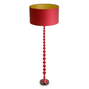 Luxury Red Sculptural Floor Lamp with Matching Drum Shade Front View by Luxury Group International