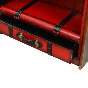 Luxury Red Wooden Open Display Shelve Cabinet with Lower Drawer Storage - Luxury Shelve Cabinet Bottom View by Luxury Group International