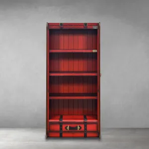 Luxury Red Wooden Open Display Shelve Cabinet with Lower Drawer Storage - Luxury Shelve Cabinet Front View by Luxury Group International