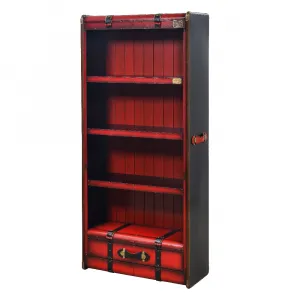 Luxury Red Wooden Open Display Shelve Cabinet with Lower Drawer Storage - Luxury Shelve Cabinet Front View by Luxury Group International