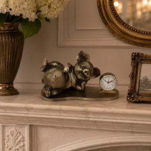 Luxury Resting Pig Bronze Table Clock with Roman Numeral Dial - Luxury Bronze Figure Lifestyle View by Luxury Group International
