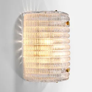 Applique Murale en Verre Cannelé de Luxe – Éclairage Moderne en Cristal Cylindrique Vue de côté par Luxury Group International