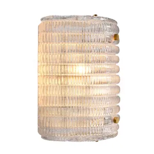 Applique Murale en Verre Cannelé de Luxe – Éclairage Moderne en Cristal Cylindrique Vue de côté par Luxury Group International