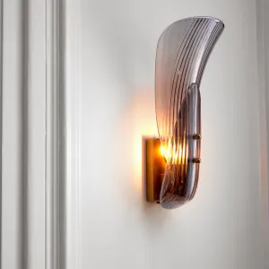 Luxury Ribbed Glass Wall Sconce with Gold Accent and Contemporary Design Side View by Luxury Group International