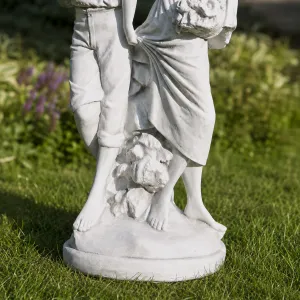 Luxury Romantic Couple Garden Sculpture with Flower Basket Detail - Luxury Classic Sculpture Detail View by Luxury Group International