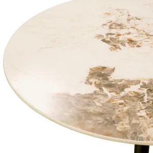 Tavolo da bar rotondo di lusso con piano in marmo bianco e base a piedistallo scultorea – 106,5 cm - Arredamento di lusso Vista dettaglio di Luxury Group International