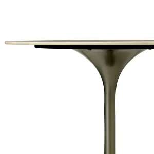 Tavolo da bar rotondo di lusso con piano in marmo bianco e base a piedistallo scultorea – 106,5 cm - Arredamento di lusso Vista dettaglio di Luxury Group International