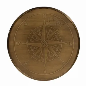 Luxury Round Compass Rose Coffee Table with Antiqued Brass Lattice Base - Luxury Coffee Table Top View by Luxury Group International