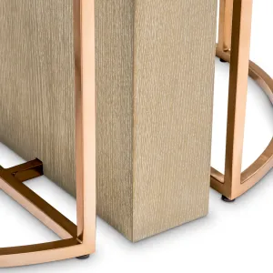Luxus Runder Esstisch Eichenfurnier & Gebürstetes Messing 152 cm – Esszimmer- & Hotelausstattung Detailansicht von Luxury Group International