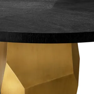 Luxuriöser runder Esstisch mit schwarzer Tischplatte und facettiertem goldenem Untergestell – 152 cm – Luxus-Hotelmöbel Detailansicht von Luxury Group International