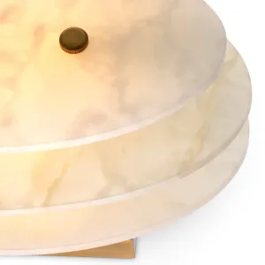 Luxury White Round Glass Wall Lamp with Layered Disc Design & Golden Frame - Luxury Hotel Furniture Detail View by Luxury Group International