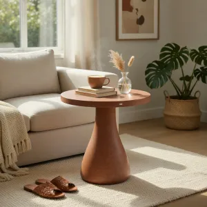Luxury Round Pedestal Concrete Table for Elegant Indoor & Outdoor Spaces Lifestyle View by Luxury Group International