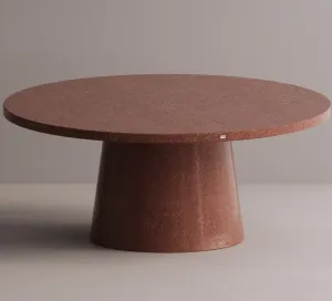 Luxury Round Pedestal Table in Maroon Terrazzo Matte Finish with Speckled Texture by Luxury Group International