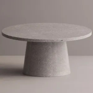 Luxury Round Pedestal Dining Table in Tan matte stone-look with speckled top by Luxury Group International