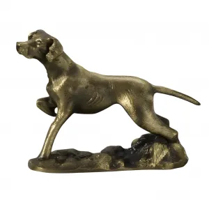 Luxury Running Dog Bronze Sculpture on Textured Base in Golden or Antique Bronze Finish by Luxury Group International