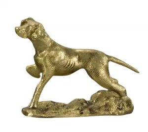 Luxury Running Dog Bronze Sculpture on Textured Base in Golden or Antique Bronze Finish by Luxury Group International