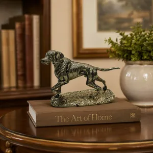 Luxury Running Hunting Dog Bronze Sculpture on Textured Ground Base Lifestyle View by Luxury Group International