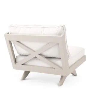 Luxuriöser Sand-Liegestuhl für den Außenbereich mit weißen Sunbrella-Kissen – 80 cm – Luxus-Hotelmöbel Rückansicht von Luxury Group International
