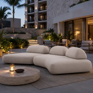 Luxury Living Room & Hotel Modular Sofa Beige 2-Piece - Living Room & Hotel Furniture Lifestyle View by Luxury Group International