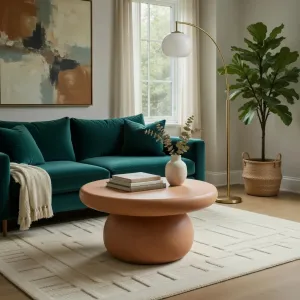 Luxus Skulpturaler Couchtisch mit modernem Sockeldesign Lifestyle-Ansicht von Luxury Group International