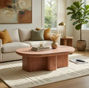 Table Basse Sculpturale en Béton de Luxe pour Espaces de Vie Contemporains Vue lifestyle par Luxury Group International