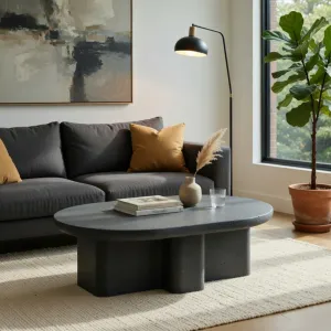 Table Basse Sculpturale en Béton de Luxe pour Espaces de Vie Contemporains Vue lifestyle par Luxury Group International