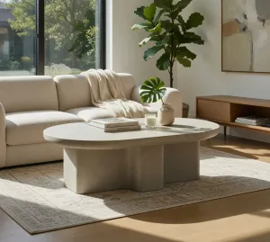 Table Basse Sculpturale en Béton de Luxe pour Espaces de Vie Contemporains Vue lifestyle par Luxury Group International
