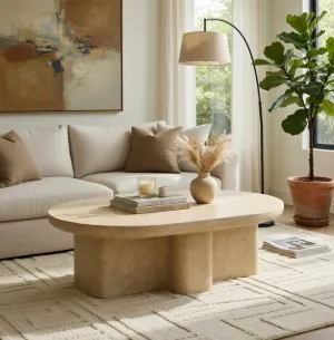 Table Basse Sculpturale en Béton de Luxe pour Espaces de Vie Contemporains Vue lifestyle par Luxury Group International