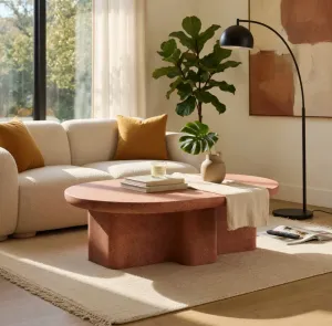 Table Basse Sculpturale en Béton de Luxe pour Espaces de Vie Contemporains Vue lifestyle par Luxury Group International