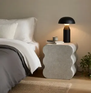 Luxury Designer Concrete Nightstand with Sculptural Modern Design Lifestyle View by Luxury Group International