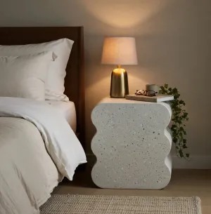 Luxury Designer Concrete Nightstand with Sculptural Modern Design Lifestyle View by Luxury Group International
