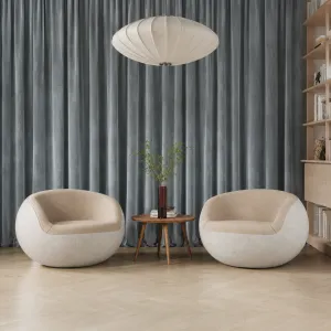 Luxury ivory Concrete Lounge Chair with Light Beige Upholstered Seat - Luxury Hotel Furniture Lifestyle View by Luxury Group International
