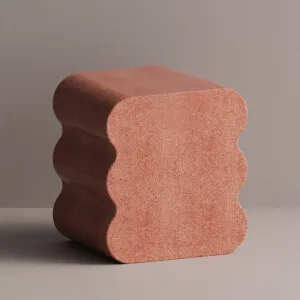 Luxury Sculptural Rose Pink Concrete Nightstand for Contemporary Bedroom Spaces Front View by Luxury Group International